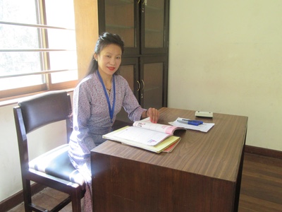 Teacher with new desk